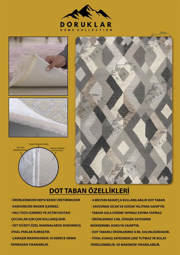 Kaymaz Taban Yıkanabilir Dijital Baskı Dekoratif Modern Desenli Dot Taban Halı Nes V2 Serisi NES018