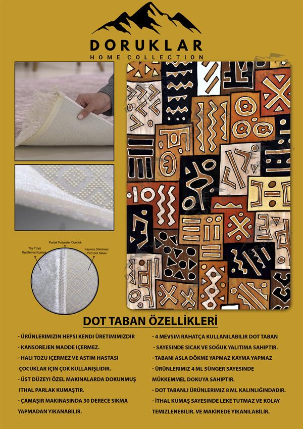 Kaymaz Taban Yıkanabilir Dijital Baskı Dekoratif Modern Desenli Marry Serisi Dot Taban Halı MRY09