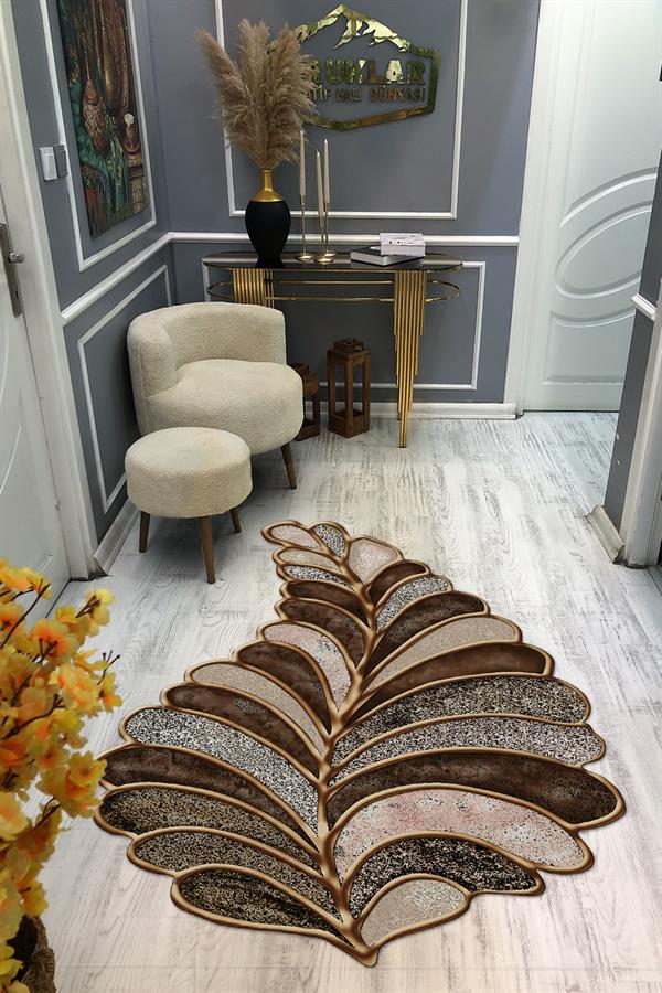 Kaymaz Taban Yıkanabilir Dijital Baskı Dekoratif Modern Desenli Elegance Serisi Lazer Kesim Dot Taban Halı ELG23