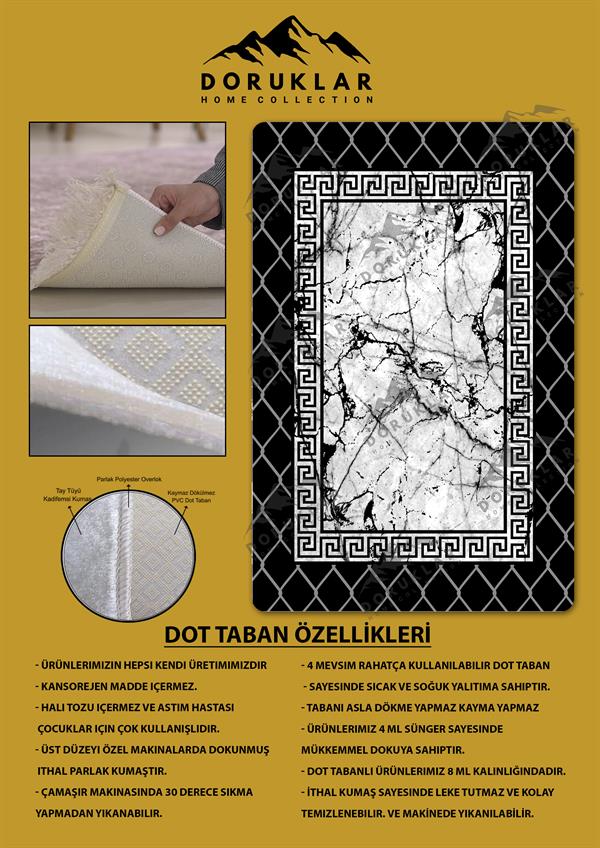 Kaymaz Taban Yıkanabilir Dijital Baskı Dekoratif Modern Desenli Dot Taban Halı Nova Serisi NV86