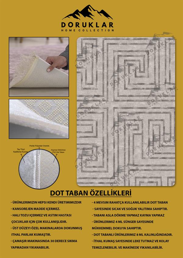 Kaymaz Taban Yıkanabilir Dijital Baskı Dekoratif Modern Desenli NesV2 Serisi Dot Taban Halı N2S06