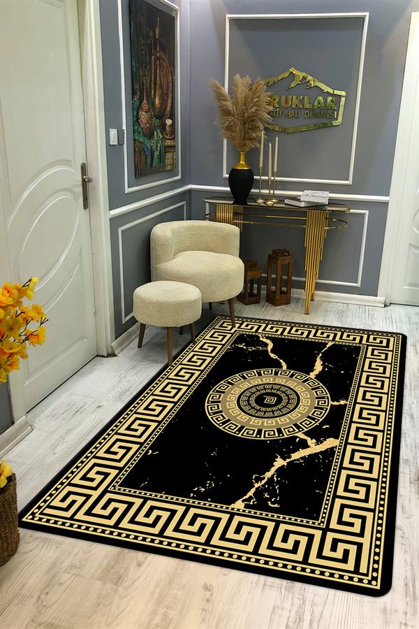 Kaymaz Taban Yıkanabilir Dijital Baskı Dekoratif Modern Desenli Dot Taban Halı Nova Serisi NV24
