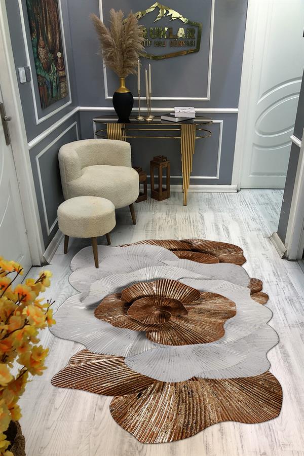 Kaymaz Taban Yıkanabilir Dijital Baskı Dekoratif Modern Desenli Elegance Serisi Lazer Kesim Dot Taban Halı ELG84