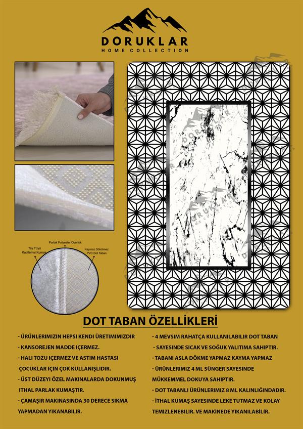 Kaymaz Taban Yıkanabilir Dijital Baskı Dekoratif Modern Desenli Dot Taban Halı Nova Serisi NV79