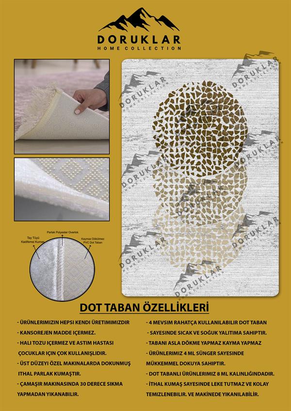 Kaymaz Taban Yıkanabilir Dijital Baskı Ortası Yuvarlak Desenli Halı
