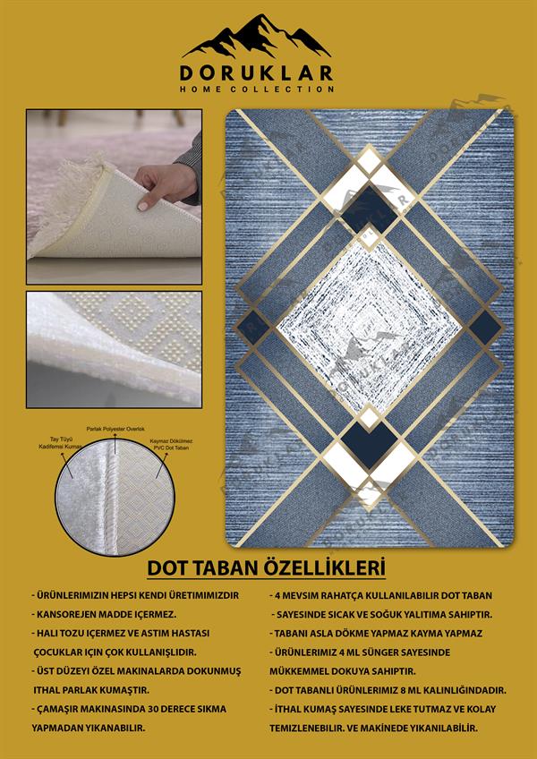 Kaymaz Taban Yıkanabilir Dijital Baskı Dekoratif Modern Desenli Dot Taban Halı Nova Serisi NV55