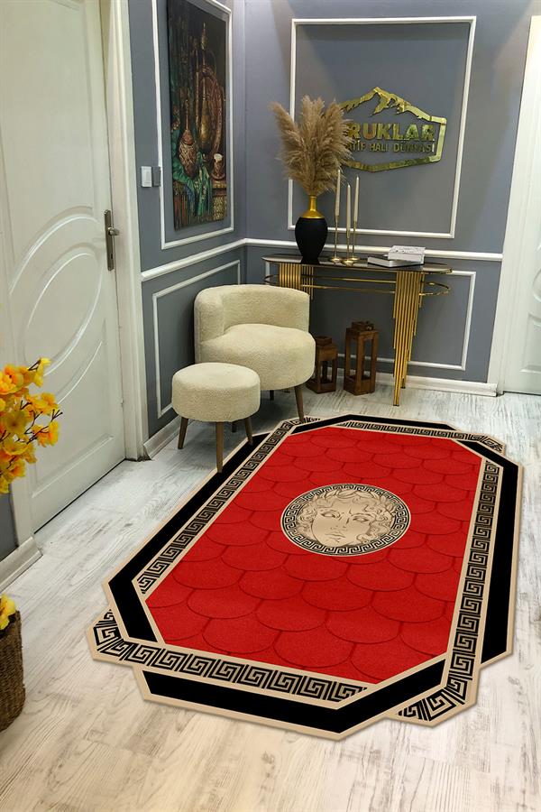 Kaymaz Taban Yıkanabilir Dijital Baskı Dekoratif Modern Desenli Apollo Serisi Dot Taban Halı AP22