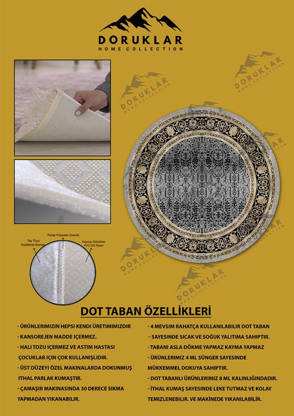 Kaymaz Taban Yıkanabilir Dijital Baskı Dekoratif Modern Desenli Yuvarlak Dot Taban Halı