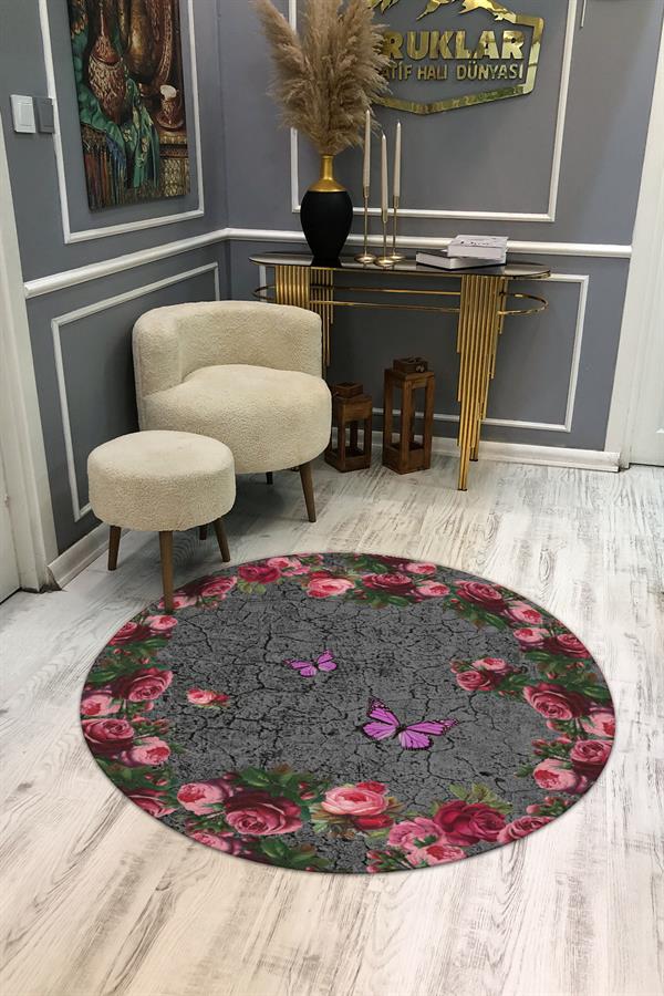 Kaymaz Taban Yıkanabilir Dijital Baskı Dekoratif Modern Desenli Dot Taban Halı MDH287