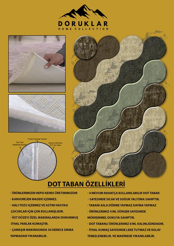 Kaymaz Taban Yıkanabilir Dijital Baskı Dekoratif Modern Desenli Elegance Serisi Lazer Kesim Dot Taban Halı ELG39