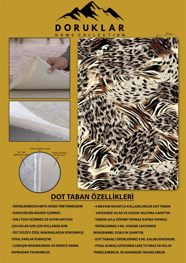 Kaymaz Taban Yıkanabilir Dijital Baskı Dekoratif Modern Desenli Marry Serisi Dot Taban Halı MRY07