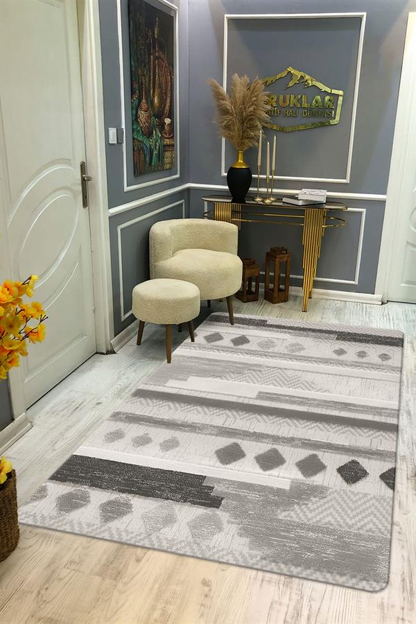 Kaymaz Taban Yıkanabilir Dijital Baskı Dekoratif Modern Desenli Dot Taban Halı Nes V2 Serisi NES025