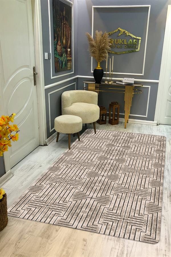Kaymaz Taban Yıkanabilir Dijital Baskı Modern Desenli Halı