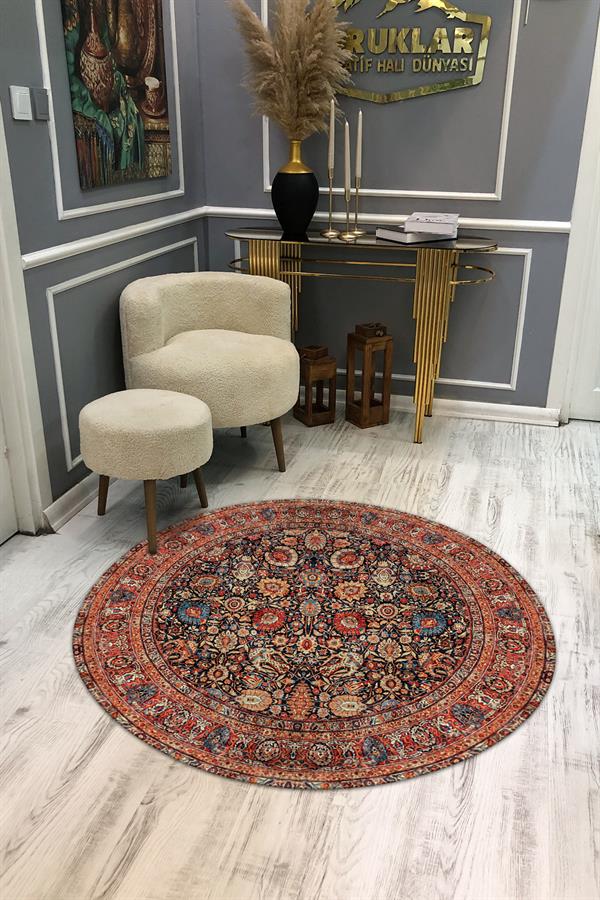 Kaymaz Taban Yıkanabilir Dijital Baskı Dekoratif Modern Desenli Yuvarlak Dot Taban Halı