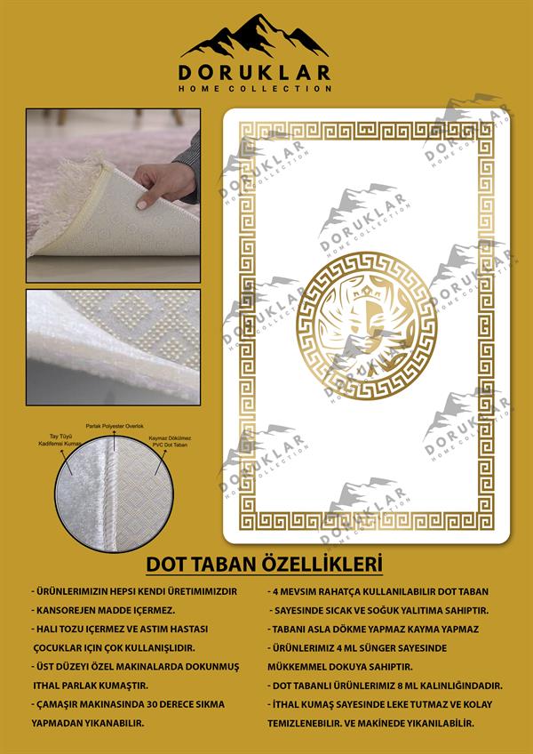 Kaymaz Taban Yıkanabilir Dijital Baskı Dekoratif Modern Desenli Apollo Serisi Dot Taban Halı AP13