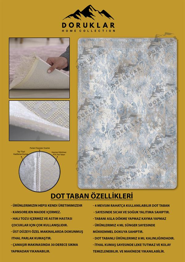 Kaymaz Taban Yıkanabilir Dijital Baskı Eskitme Desenli Salon Halısı