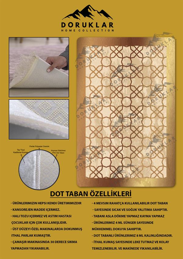 Kaymaz Taban Yıkanabilir Dijital Baskı Dekoratif Modern Desenli Dot Taban Halı Nova Serisi NV32