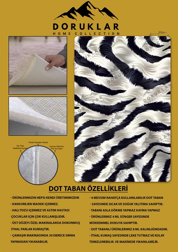 Kaymaz Taban Yıkanabilir Dijital Baskı Dekoratif Modern Desenli Marry Serisi Dot Taban Halı MRY06