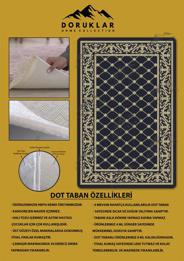 Kaymaz Taban Yıkanabilir Dijital Baskı Dekoratif Modern Desenli Dot Taban Halı Nova Serisi NV49