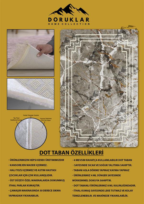 Kaymaz Taban Yıkanabilir Dijital Baskı Çizgili Mermer Desenli Halı