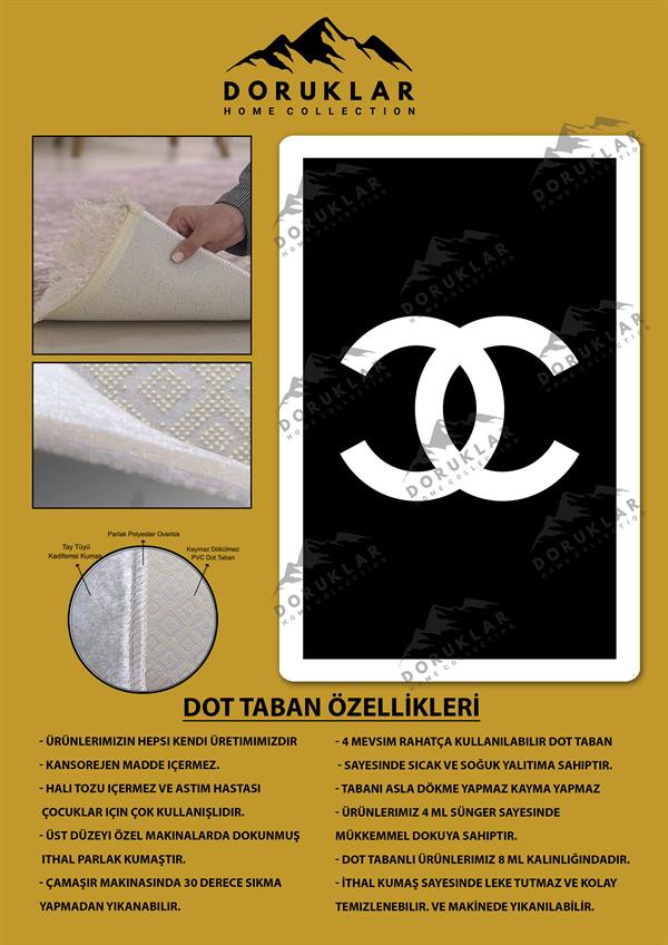 Kaymaz Taban Yıkanabilir Dijital Baskı Dekoratif Modern Desenli Lux Serisi Dot Taban Halı L04