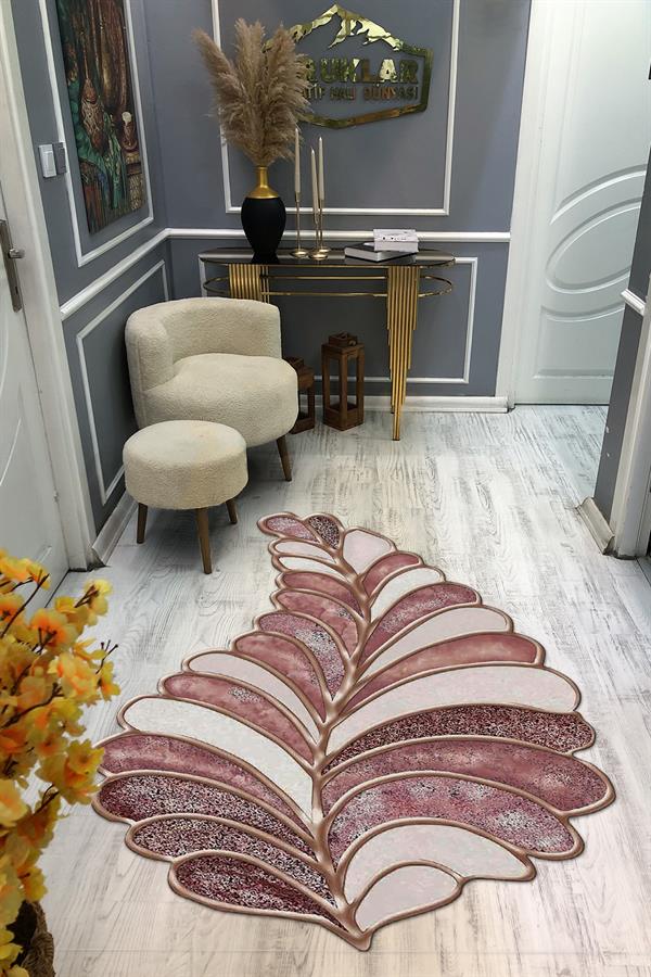 Kaymaz Taban Yıkanabilir Dijital Baskı Dekoratif Modern Desenli Elegance Serisi Lazer Kesim Dot Taban Halı ELG26