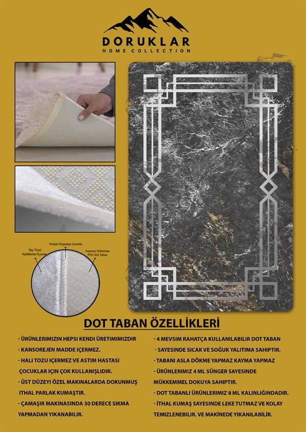 Kaymaz Taban Yıkanabilir Dijital Baskı Dekoratif Modern Desenli Dot Taban Halı Nova Serisi NV28