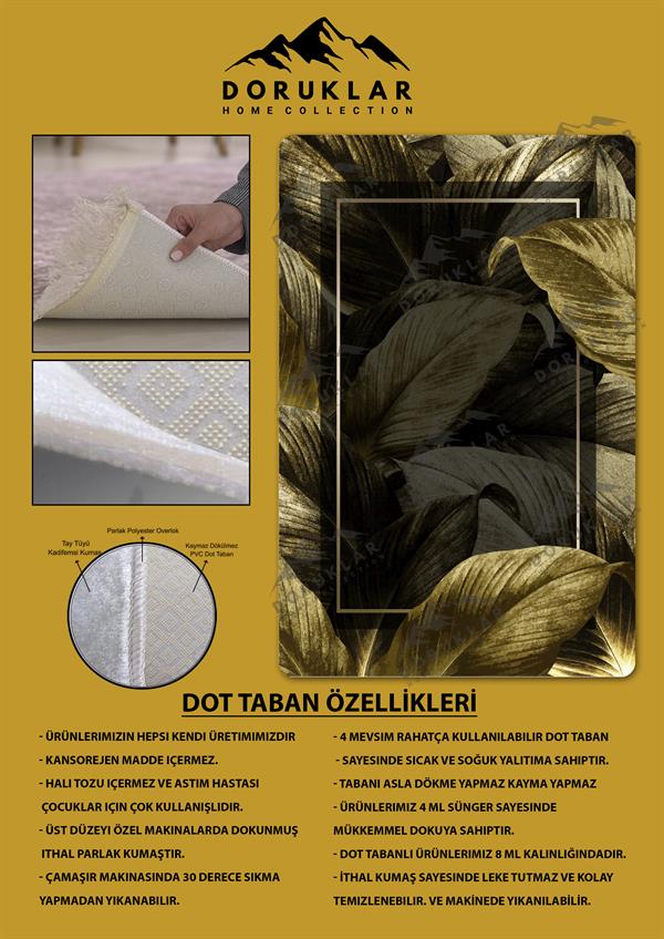 Kaymaz Taban Yıkanabilir Dijital Baskı Dekoratif Modern Desenli Dot Taban Halı Nova Serisi NV115