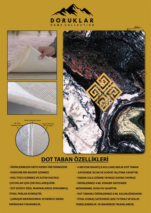 Kaymaz Taban Yıkanabilir Dijital Baskı Etnik Desenli Halı