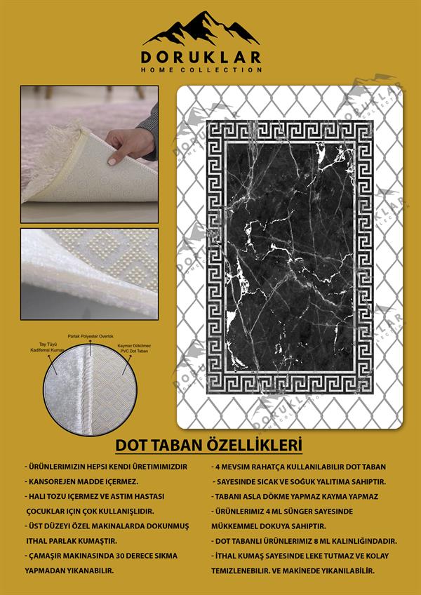 Kaymaz Taban Yıkanabilir Dijital Baskı Dekoratif Modern Desenli Dot Taban Halı Nova Serisi NV84