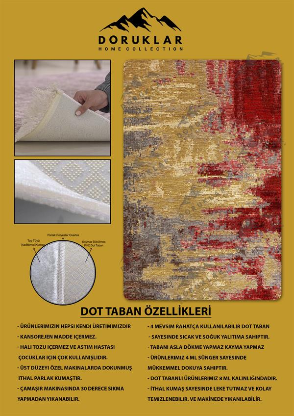 Kaymaz Taban Yıkanabilir Dijital Baskı Eskitme Desenli Salon Halısı