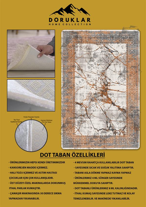 Kaymaz Taban Yıkanabilir Dijital Baskı Dekoratif Modern Desenli Dot Taban Halı Nova Serisi NV27