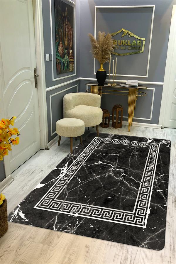 Kaymaz Taban Yıkanabilir Dijital Baskı Dekoratif Modern Desenli Dot Taban Halı Nova Serisi NV85