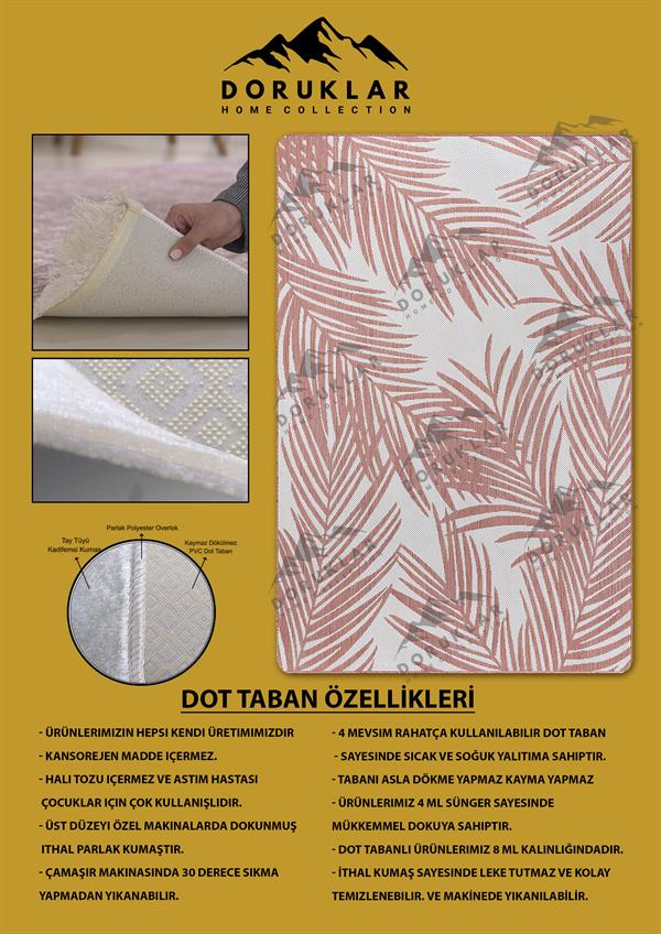 Kaymaz Taban Yıkanabilir Dijital Baskı Dekoratif Modern Desenli Alfa Serisi Dot Taban Halı ALF08