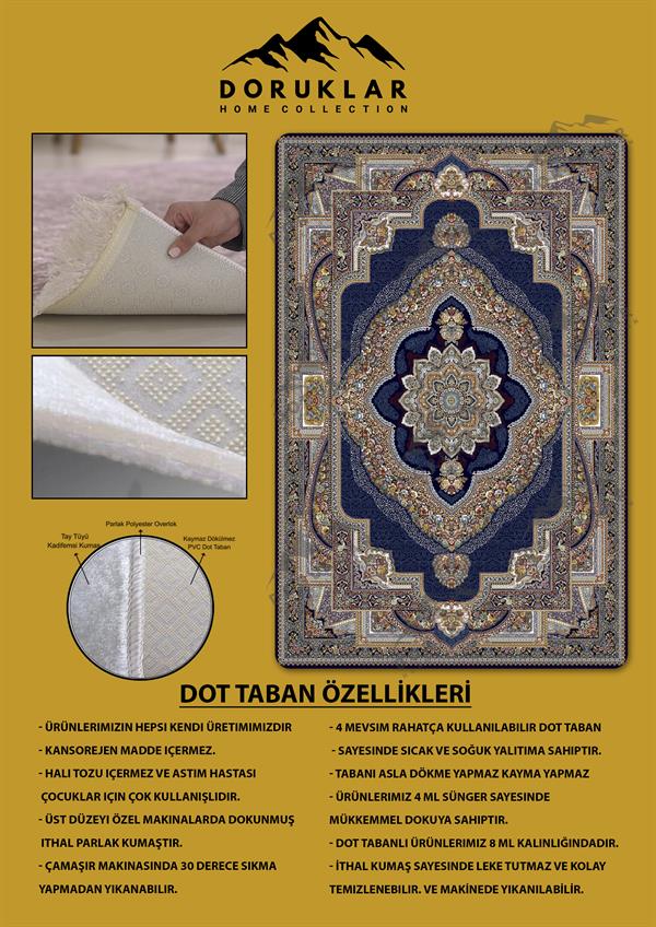 Kaymaz Taban Yıkanabilir Dijital Baskı Dekoratif Modern Desenli Dot Taban Halı Nova Serisi NV10