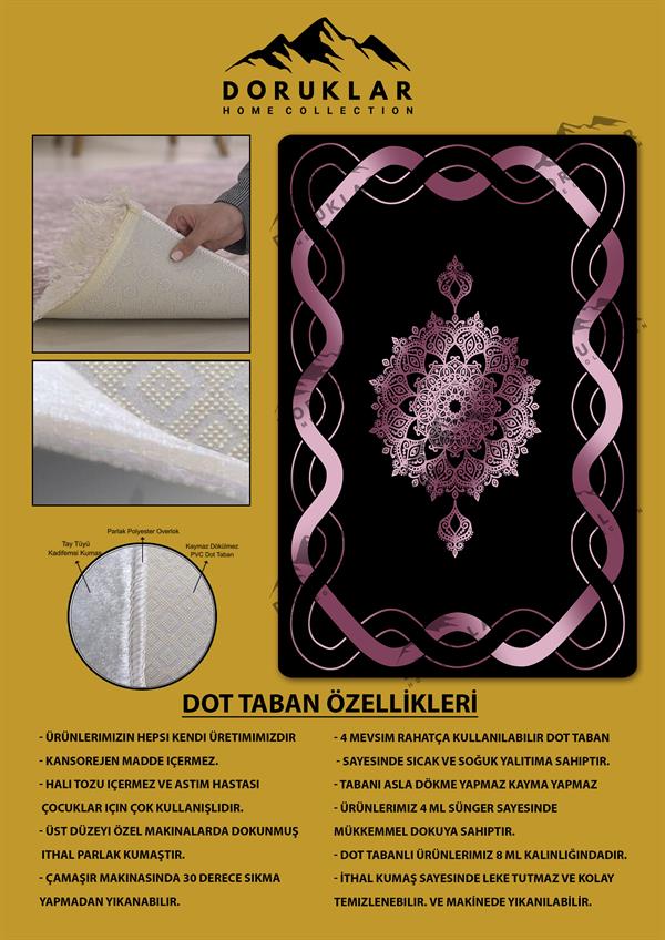 Kaymaz Taban Yıkanabilir Dijital Baskı Çizgili Ortası Desenli Halı