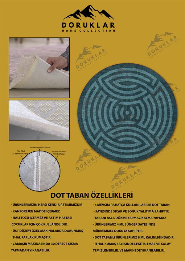 Kaymaz Taban Yıkanabilir Dijital Baskı Dekoratif Modern Desenli Maze Serisi Dot Taban Halı MZ06