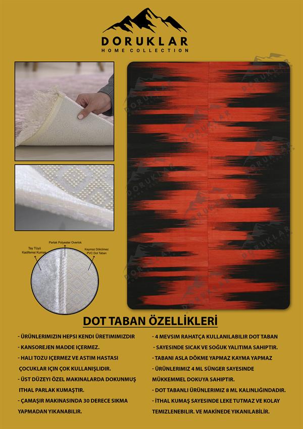 Kaymaz Taban Yıkanabilir Dijital Baskı Dekoratif Modern Desenli NesV2 Serisi Dot Taban Halı N2S12