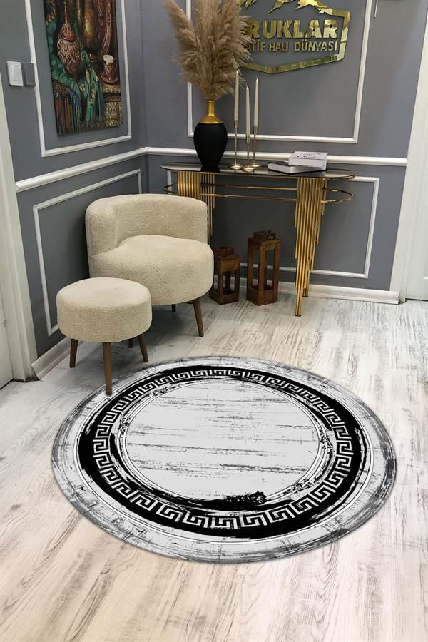 Kaymaz Taban Yıkanabilir Dijital Baskı Dekoratif Modern Desenli Yuvarlak Dot Taban Halı