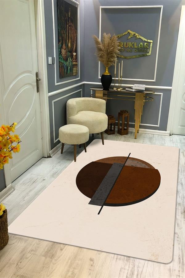Kaymaz Taban Yıkanabilir Dijital Baskı Dekoratif Modern Desenli Dot Taban Halı