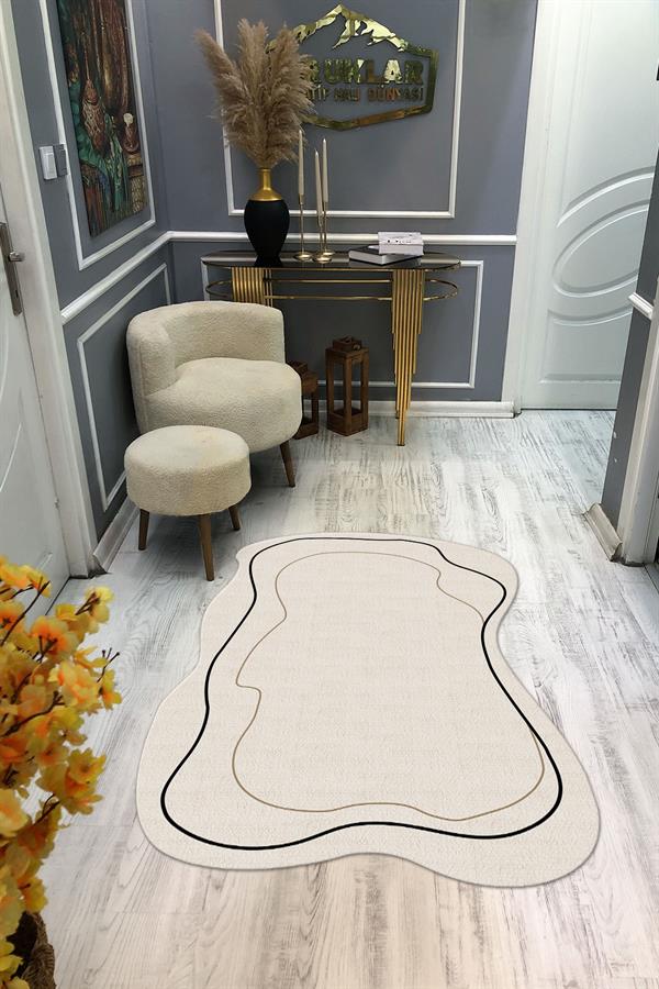Kaymaz Taban Yıkanabilir Dijital Baskı Soyut Desenli Dot Taban Halı