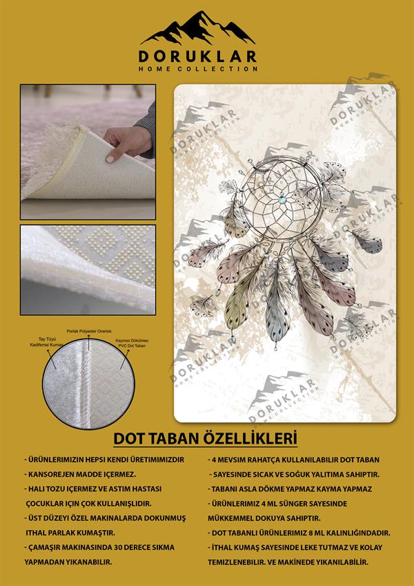 Kaymaz Taban Yıkanabilir Dijital Baskı Dekoratif Modern Desenli Dot Taban Halı Nova Serisi NV126