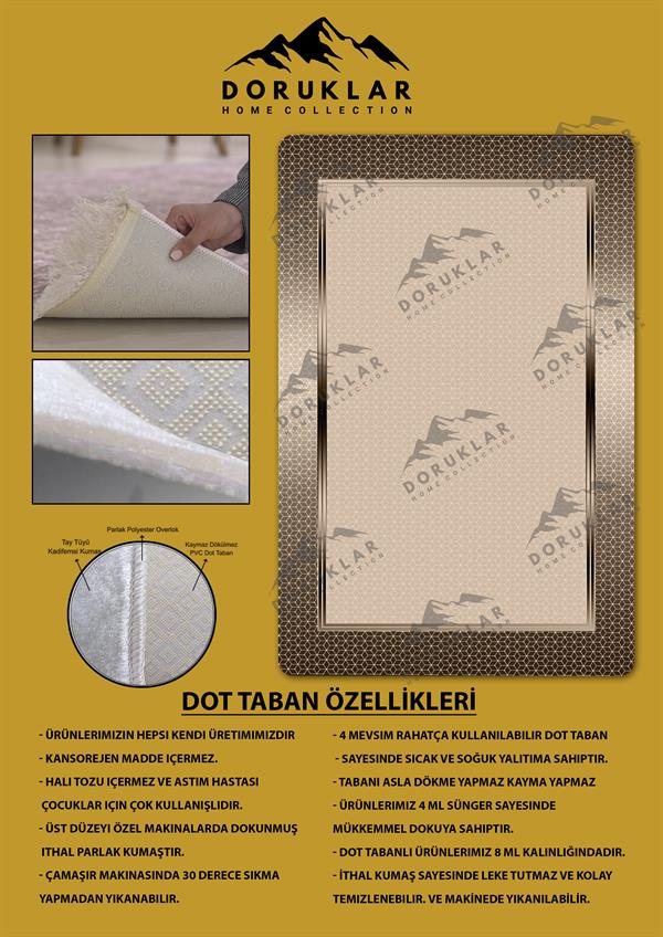 Kaymaz Taban Yıkanabilir Dijital Baskı Dekoratif Modern Desenli Dot Taban Halı Nova Serisi NV03