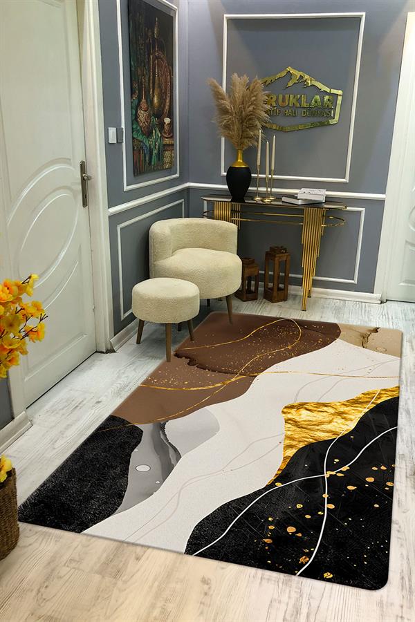 Kaymaz Taban Yıkanabilir Dijital Baskı Dekoratif Modern Desenli Dot Taban Halı Soft  Serisi SFT05