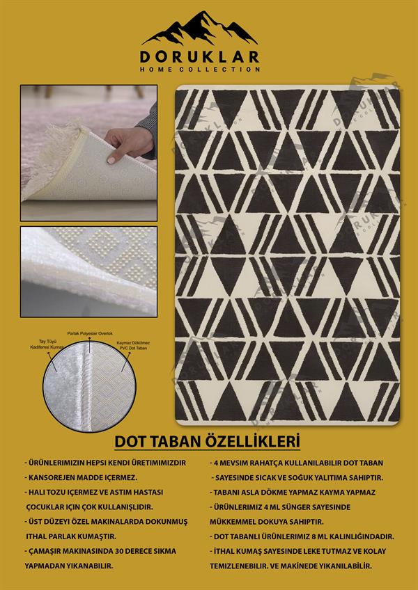 Kaymaz Taban Yıkanabilir Dijital Baskı Dekoratif Modern Desenli Dora Serisi Dot Taban Halı DR19
