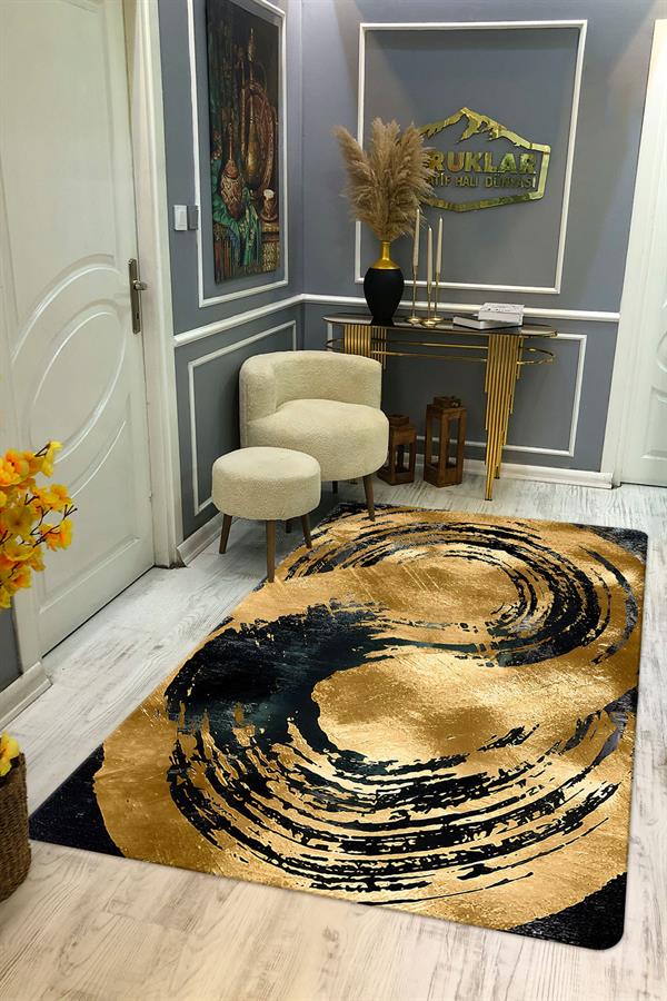 Kaymaz Taban Yıkanabilir Dijital Baskı Dekoratif Modern Desenli Dot Taban Halı Soft  Serisi SFT02