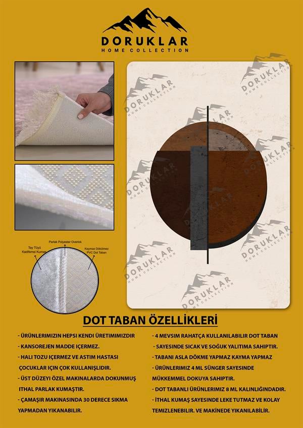 Kaymaz Taban Yıkanabilir Dijital Baskı Dekoratif Modern Desenli Dot Taban Halı