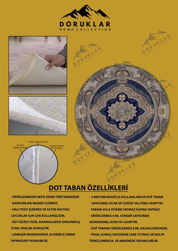 Kaymaz Taban Yıkanabilir Dijital Baskı Dekoratif Modern Desenli Yuvarlak Dot Taban Halı