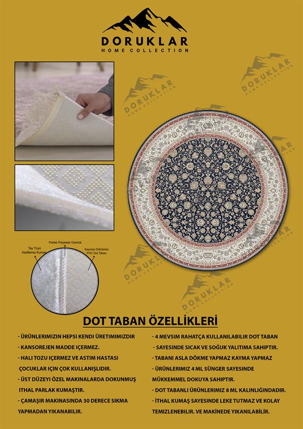 Kaymaz Taban Yıkanabilir Dijital Baskı Dekoratif Modern Desenli Yuvarlak Dot Taban Halı