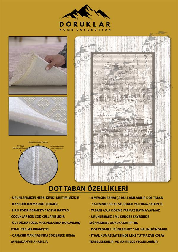 Kaymaz Taban Yıkanabilir Dijital Baskı Dekoratif Modern Desenli Dot Taban Halı Nova Serisi NV118